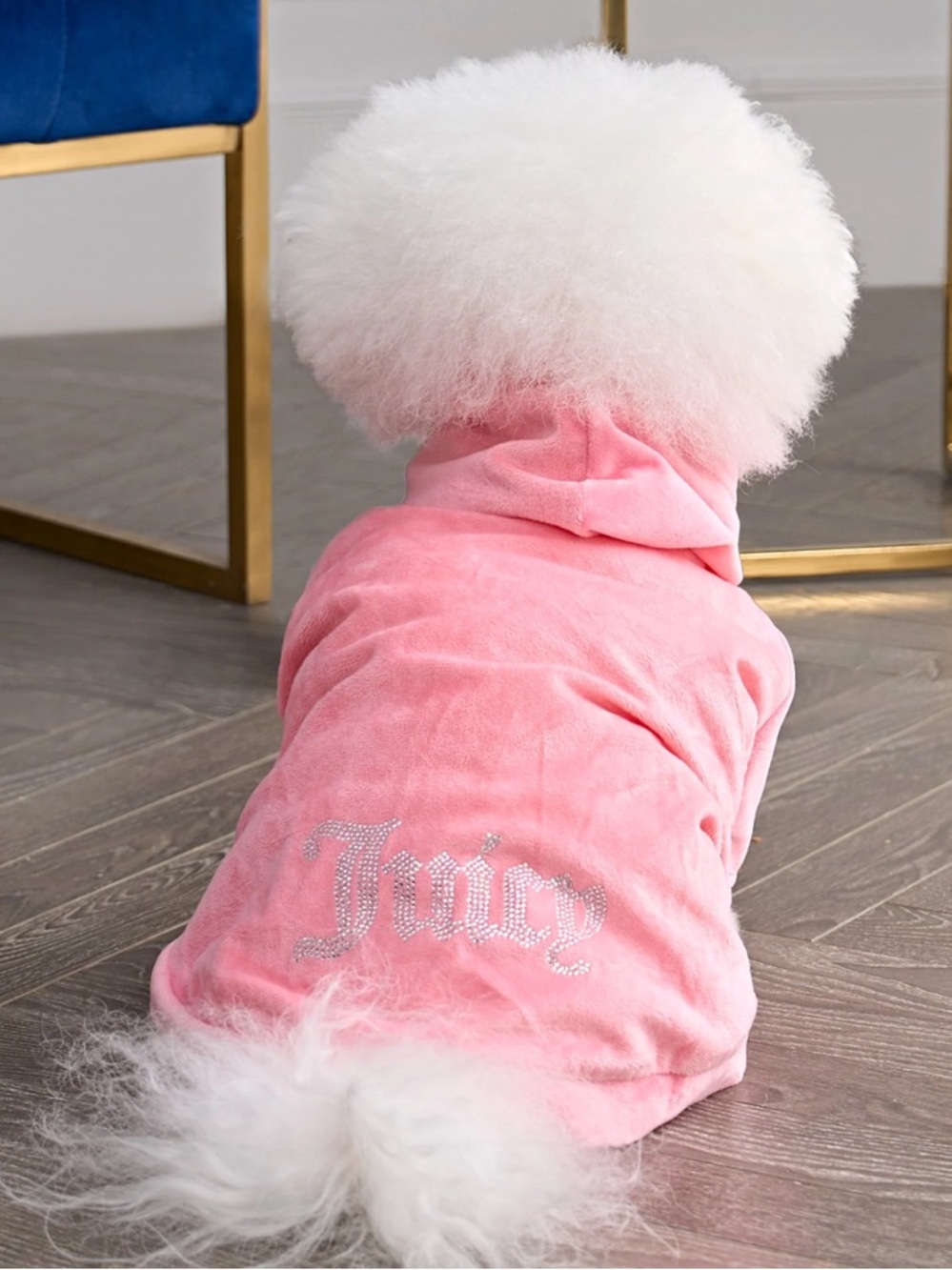 Juicy Couture Pink BLING VELOUR PET HOODIE - Picture 6 of 9